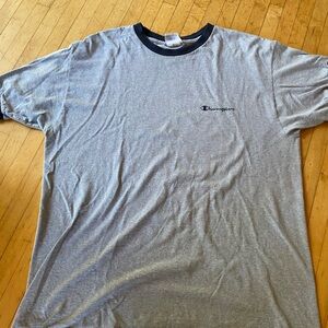 Champion Men's Gray T-Shirt with Navy Trim